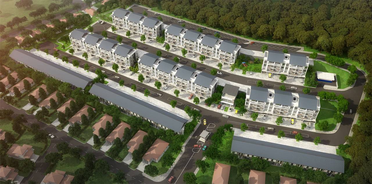 Garden Villa — aerial view of the completed community